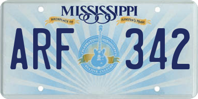 MS license plate ARF342