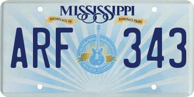 MS license plate ARF343