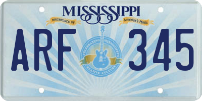 MS license plate ARF345