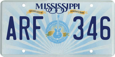 MS license plate ARF346