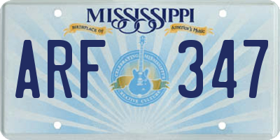 MS license plate ARF347