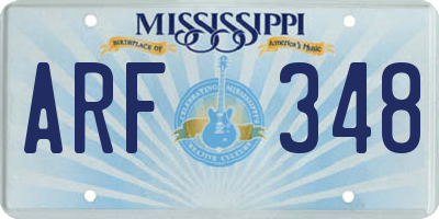 MS license plate ARF348