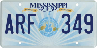 MS license plate ARF349