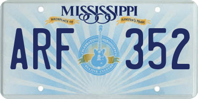 MS license plate ARF352