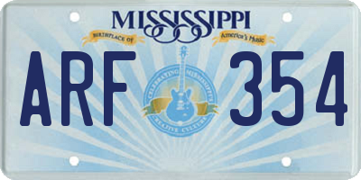 MS license plate ARF354