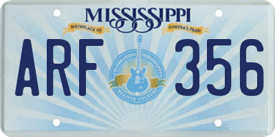 MS license plate ARF356