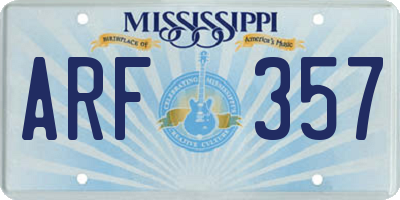 MS license plate ARF357