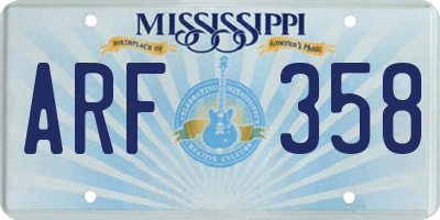 MS license plate ARF358