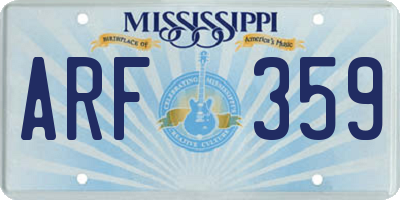 MS license plate ARF359
