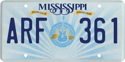 MS license plate ARF361