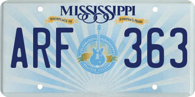 MS license plate ARF363