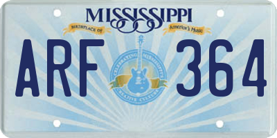 MS license plate ARF364