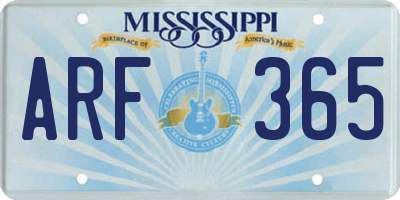 MS license plate ARF365
