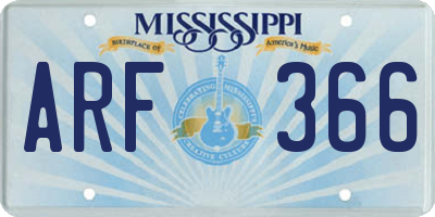 MS license plate ARF366