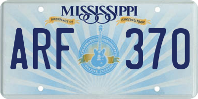 MS license plate ARF370