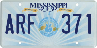 MS license plate ARF371