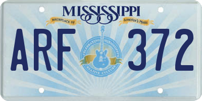 MS license plate ARF372