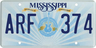 MS license plate ARF374
