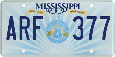 MS license plate ARF377