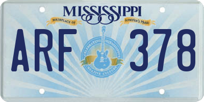 MS license plate ARF378