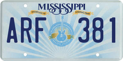 MS license plate ARF381