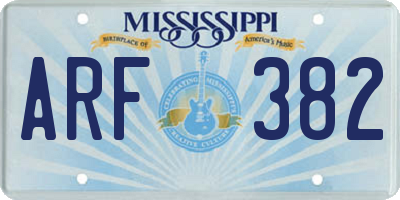 MS license plate ARF382
