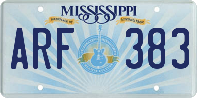 MS license plate ARF383