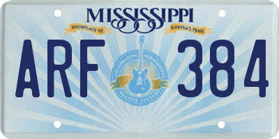 MS license plate ARF384