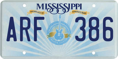 MS license plate ARF386