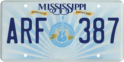 MS license plate ARF387
