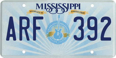 MS license plate ARF392