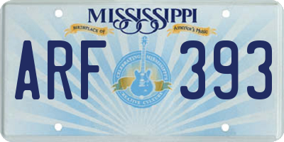 MS license plate ARF393