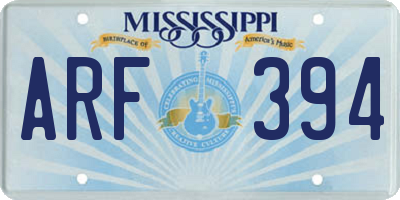 MS license plate ARF394