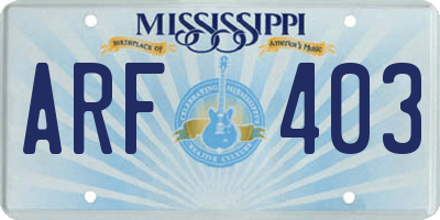 MS license plate ARF403