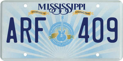 MS license plate ARF409