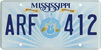 MS license plate ARF412