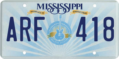 MS license plate ARF418
