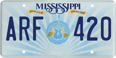 MS license plate ARF420