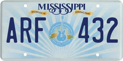 MS license plate ARF432