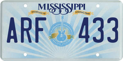 MS license plate ARF433