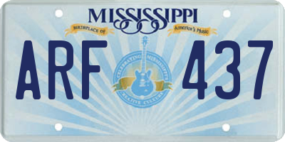 MS license plate ARF437