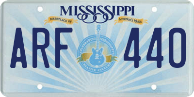 MS license plate ARF440