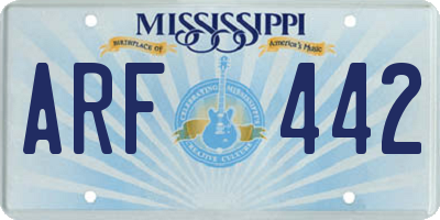 MS license plate ARF442