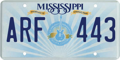 MS license plate ARF443