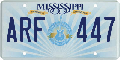 MS license plate ARF447