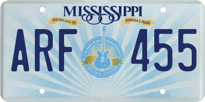 MS license plate ARF455