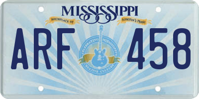 MS license plate ARF458