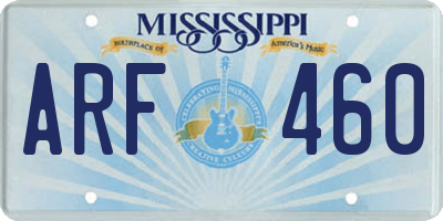 MS license plate ARF460