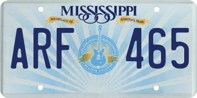 MS license plate ARF465