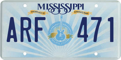 MS license plate ARF471